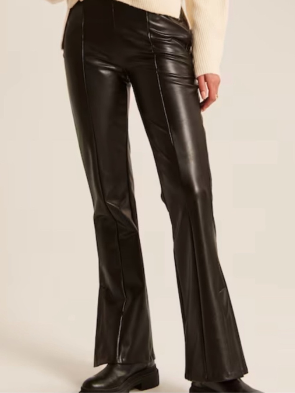 Abercrombie & Fitch Vegan Leather Flare Pant